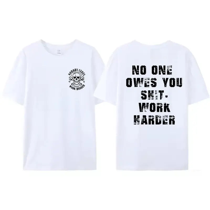 Work Harder Skull T-Shirt – Gritty Motivational Graphic Tee for Men & Women-Hiyatee 