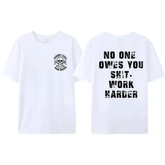 Work Harder Skull T-Shirt – Gritty Motivational Graphic Tee for Men & Women-Hiyatee 