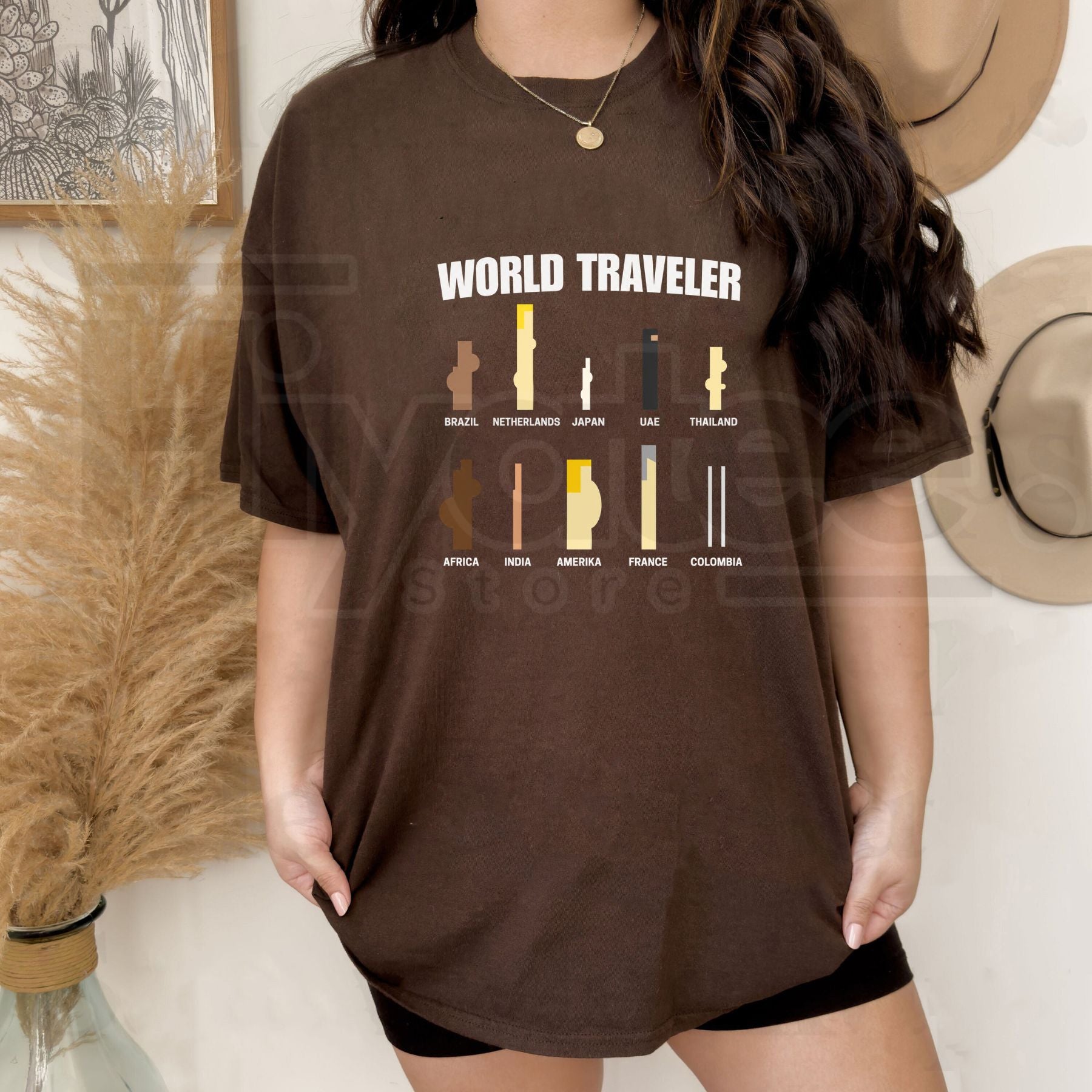World Traveler Graphic Tee – Vintage Wanderlust Aesthetic T-Shirt - Hiyatee