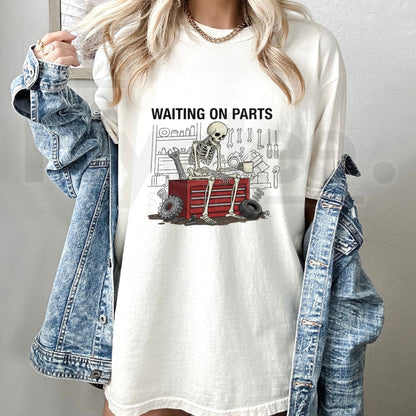 Wrench & Bones Garage Skeleton Tee – Funny Mechanic Humor Graphic Shirt - Hiyatee