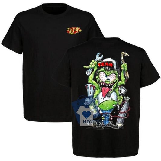 Wrench Fiend Team Graphic T-Shirt – Retro 2-Sided Racing Tee for Gearheads-Hiyatee