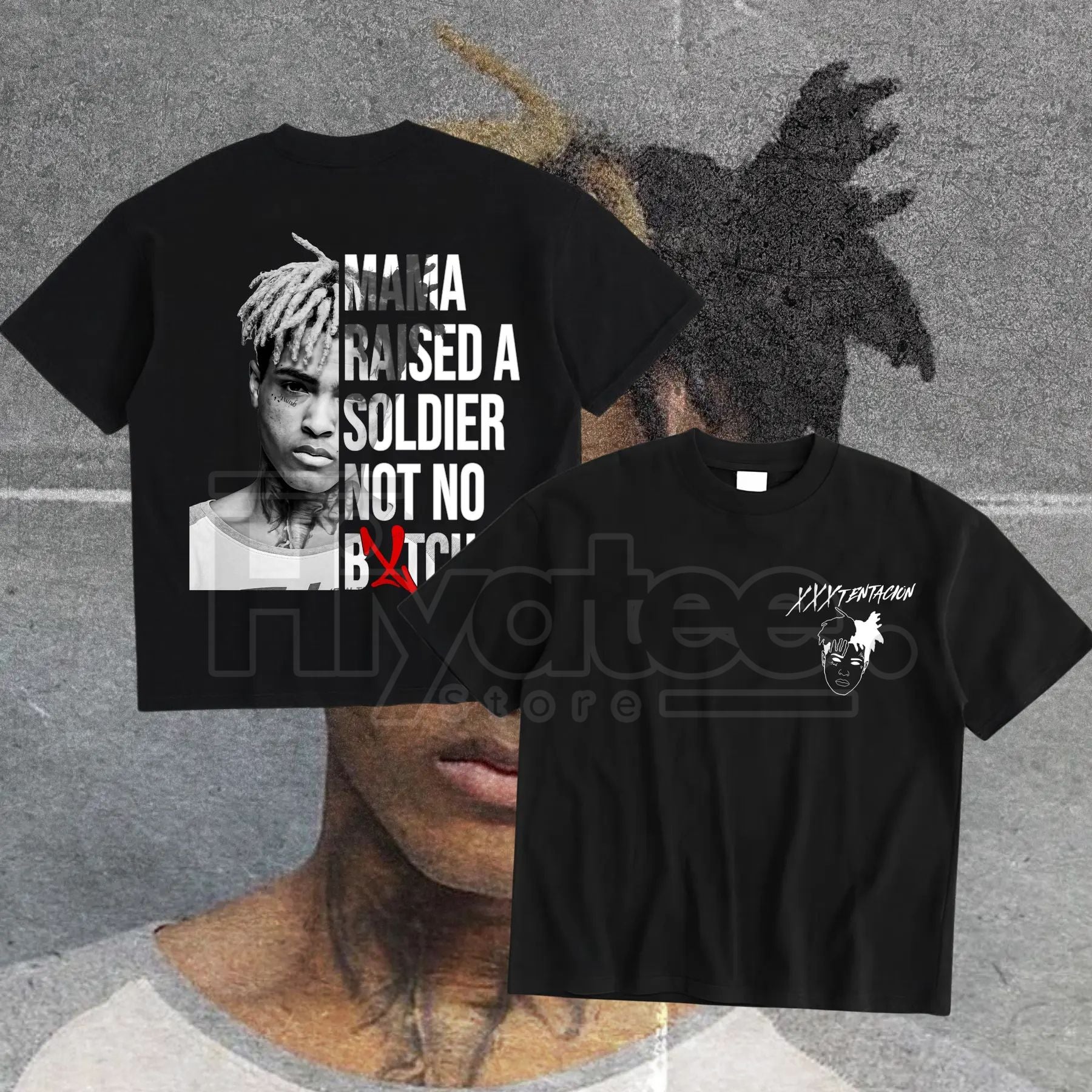 XXXTentacion "Mama Raised A Soldier" Classic T-Shirt – Vintage Two-Sided Rapper Tribute - Hiyatee