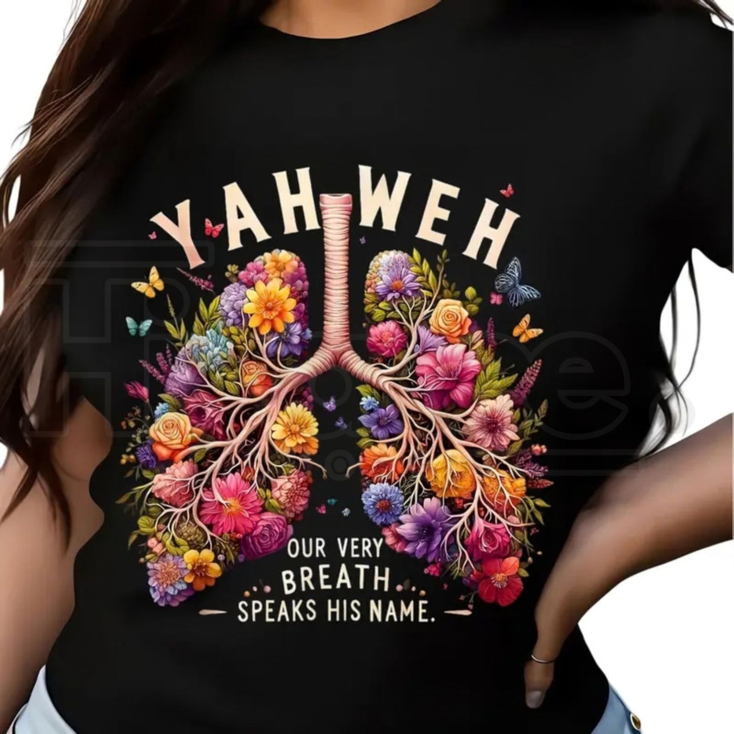 "Yahweh" Floral Lungs T-Shirt – Christian Faith Shirt with Bible Quote - Hiyatee