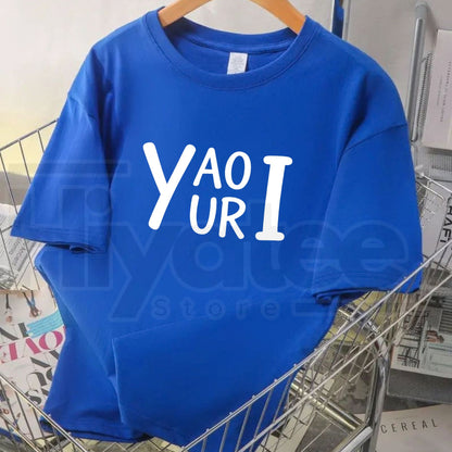 Yaoi Yuri Text Graphic T-Shirt – Handwritten Bold Back Print Anime Tee - Hiyatee
