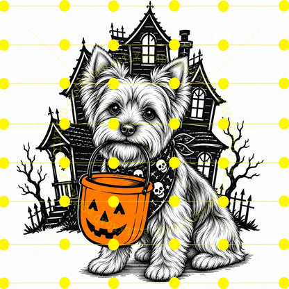 Comfort Colors 50 Dog Breeds Halloween T-Shirt Moss Pumpkin Candy Bucket Tee