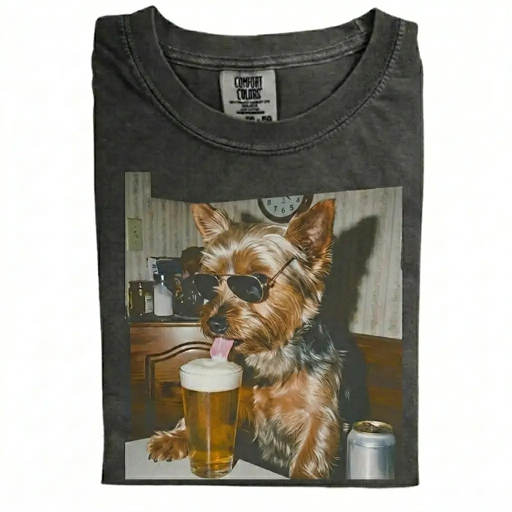 Comfort Colors 50+ Dog Breeds Available Drinking Beer Shirt – Vintage 90s Funny Edgy Dog Meme Tee, Unisex Casual Streetwear Gift