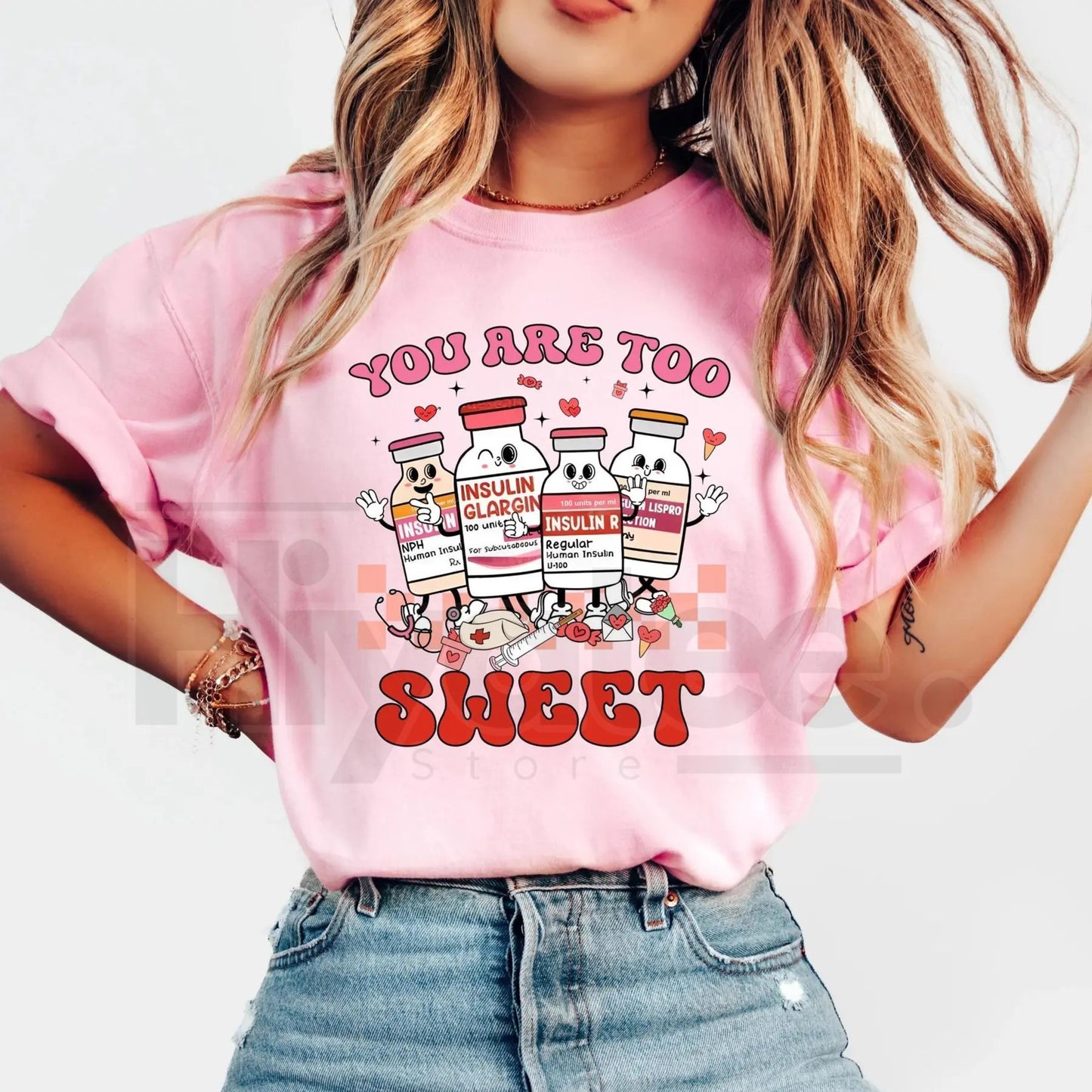 "You Are Too Sweet" Nurse Valentine Classic T-Shirt – Insulin Diabetes ICU Nurse Tee - Hiyatee