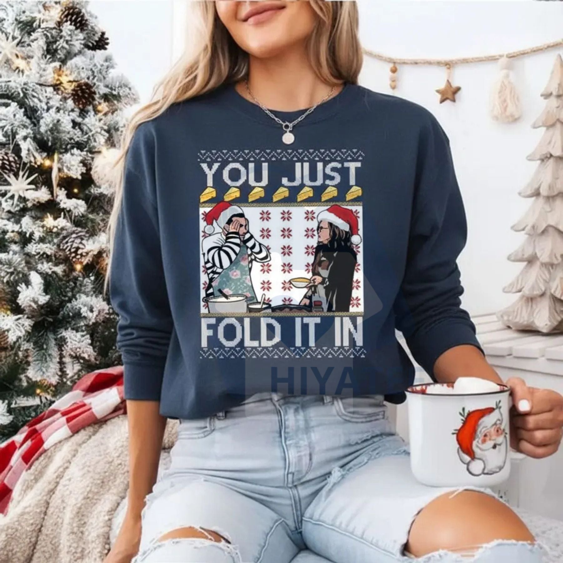 "You Just Fold It In" Vintage Sweatshirt: Funny Schitt's Creek Quote Crewneck, Moira Rose Quote Pullover, Unisex TV Show Gift - Hiyatee
