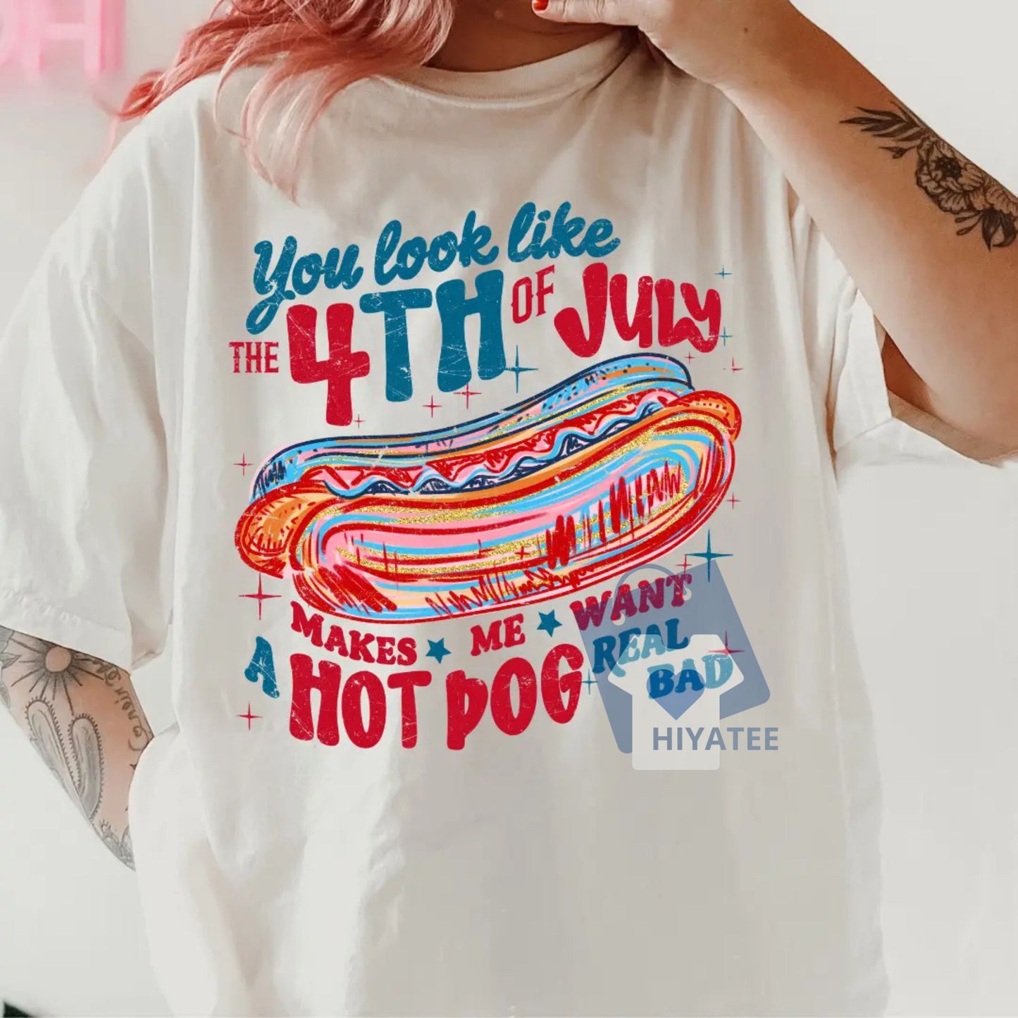 You Look Like the 4th of July T-Shirt – Unisex Cotton Tee with Relaxed Fit, Made in USA-Hiyatee
