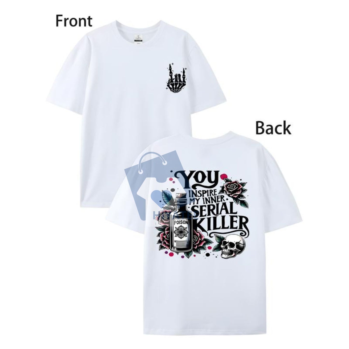 You, My Inner Killer T-Shirt – Edgy Skull & Roses Graphic Tee for Spring/Summer-Hiyatee