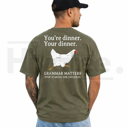 You're Dinner vs Your Dinner Funny Grammar T-Shirt – Men's Graphic Tee - Hiyatee