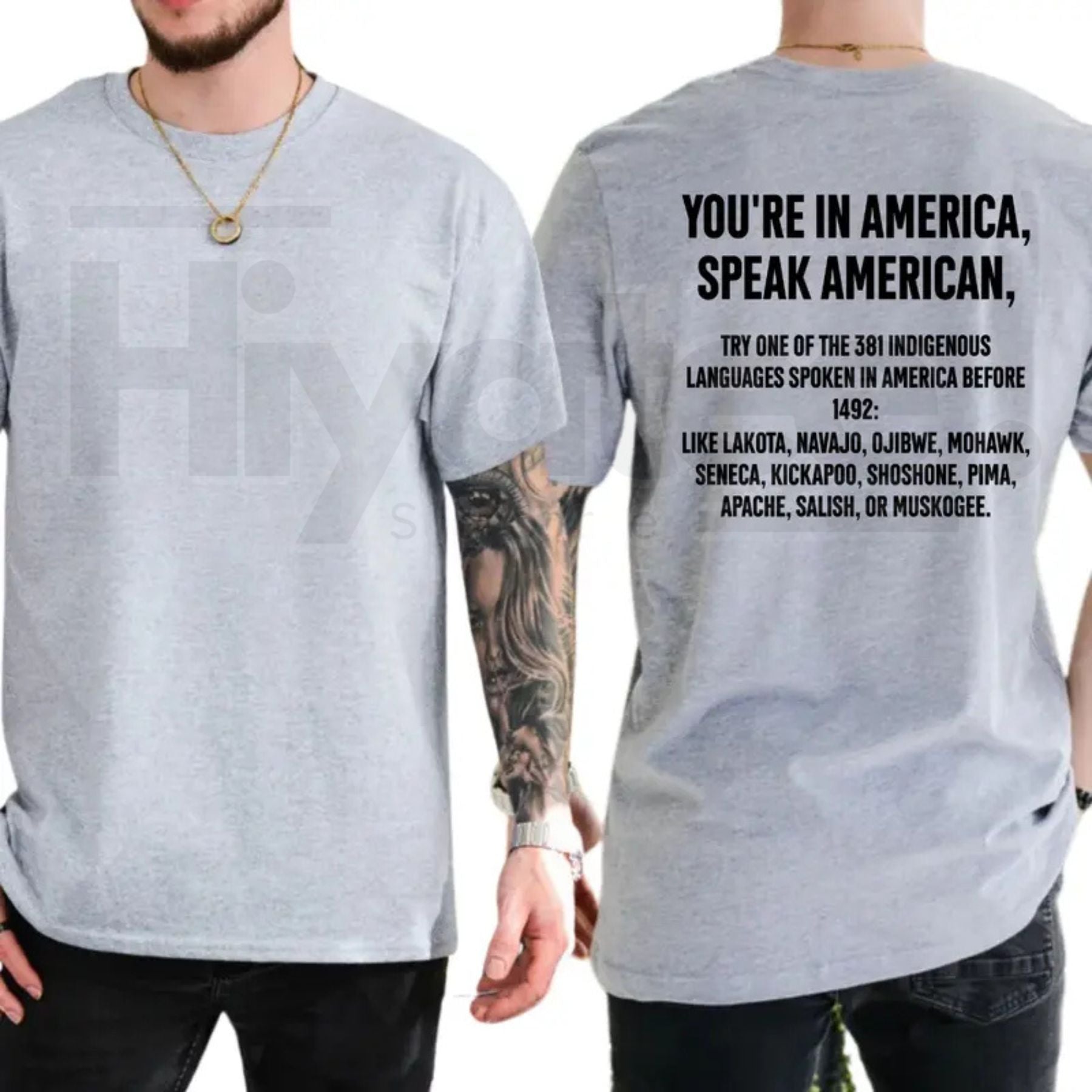 You're In America Speak American T-Shirt – Funny Sarcastic Political Graphic Tee - Hiyatee