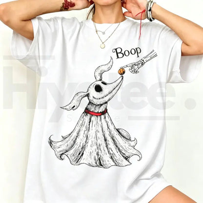 Zero Dog Boop Skeleton Hand T-Shirt – Halloween Trip Matching Tee - Hiyatee