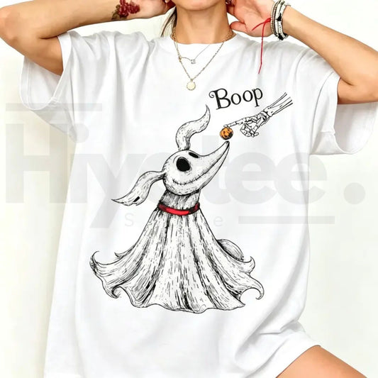 Zero Dog Boop Skeleton Hand T-Shirt – Halloween Trip Matching Tee - Hiyatee
