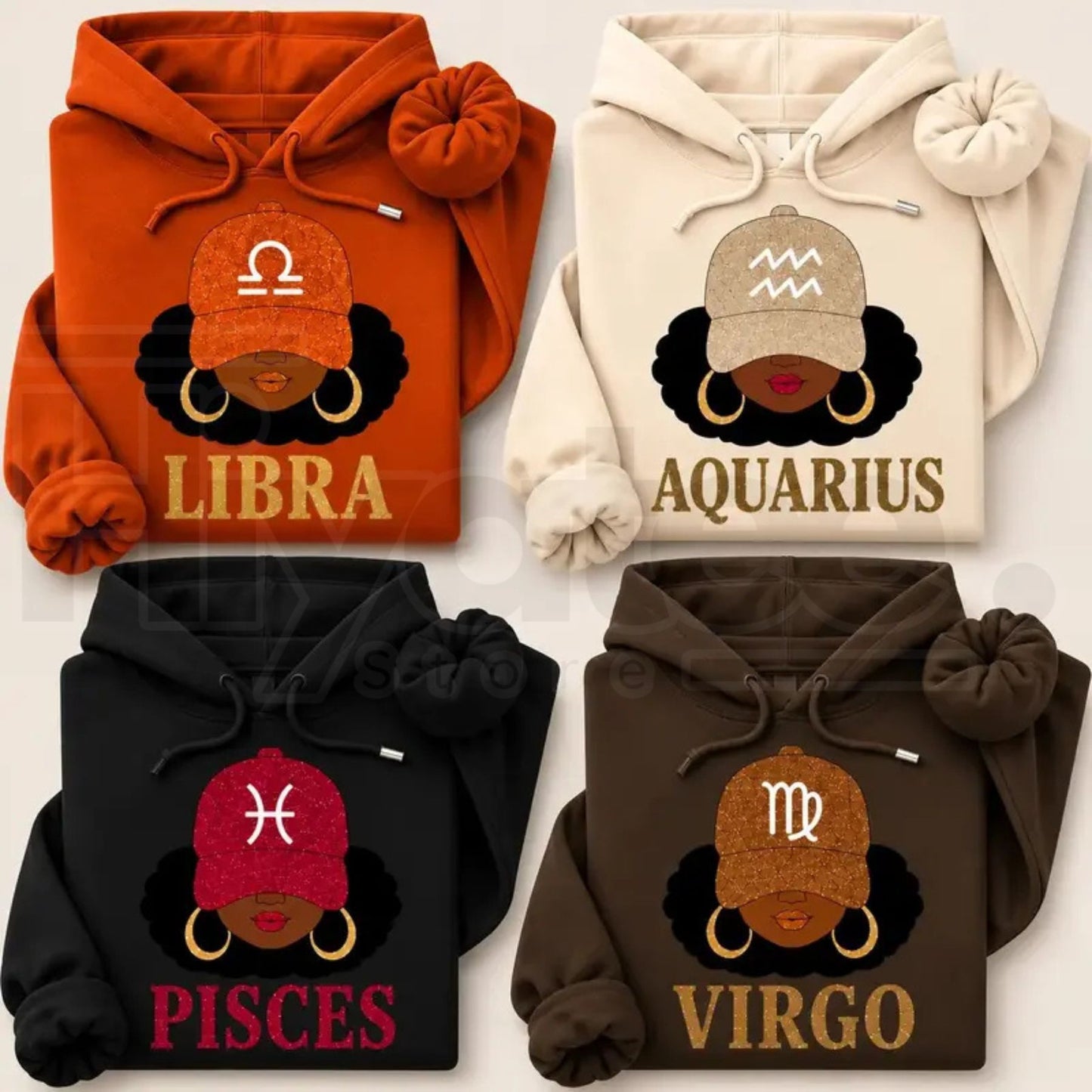 Zodiac Slay Girl Hoodie – Afro Zodiac Sign Graphic Hooded - Hiyatee