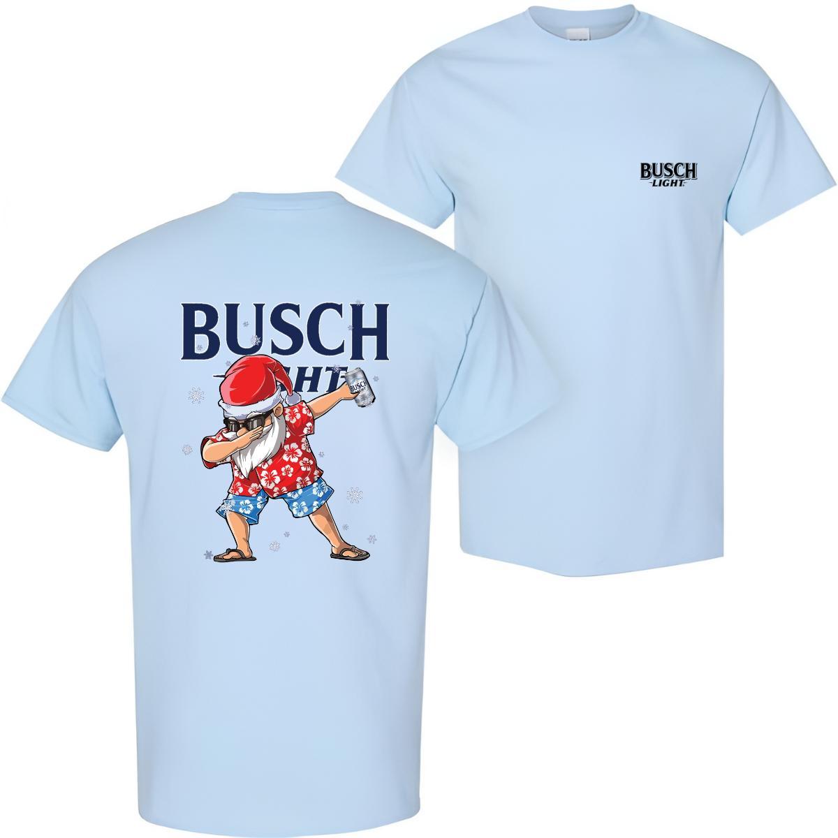 Busch Light Dabbing Santa Claus Christmas 2 Sided T-shirt, Busch Light Christmas Gifts Funny Trendy T-Shirt - Hiyatee