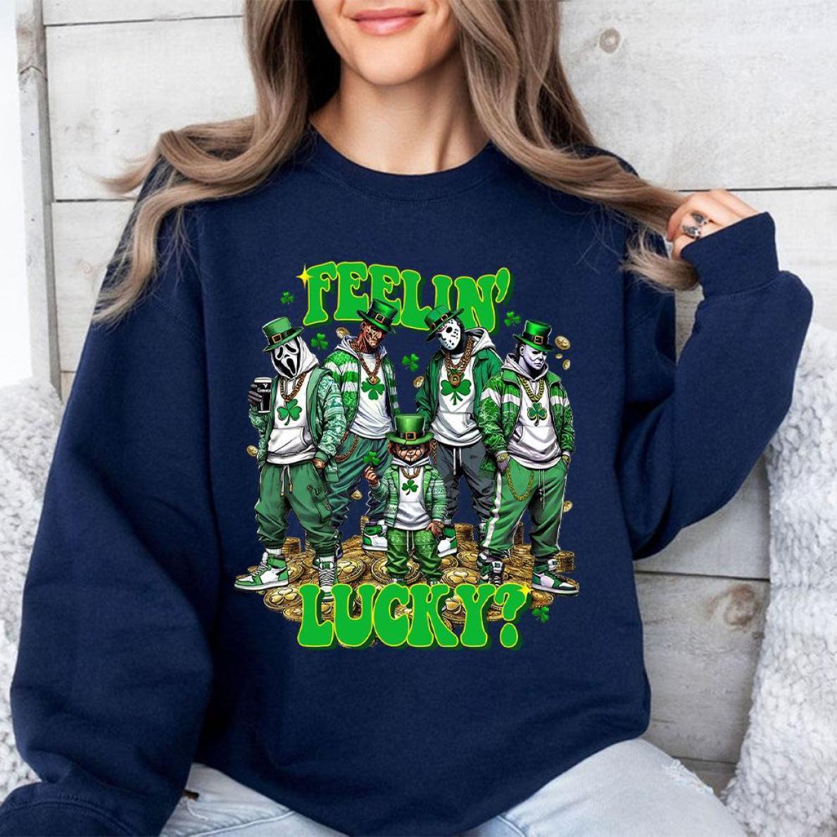 St. Patrick’s Day Horror Crew Sweatshirt – Feelin' Lucky in Spooky Style