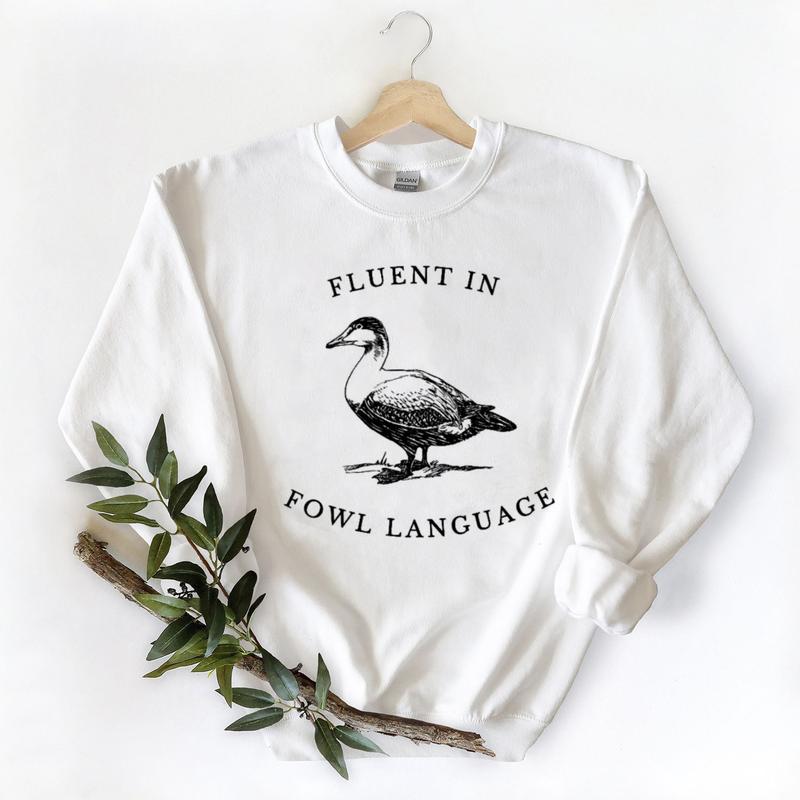 Fluent in Fowl Language Gift for Duck Lover Duck or Chicken Farmer T-Shirt for Off Grid Homestead Country Life Womens