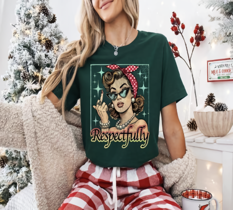 Respectfully Shirt – Cute Sarcastic Vintage Tee with Y2K Goth Star Girl Print