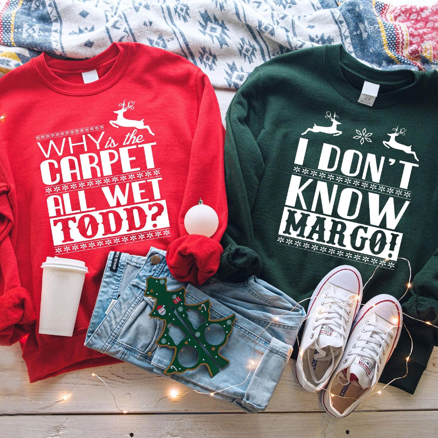 Christmas Vacation Todd And Margo Sweatshirt, Couple Christmas Shirts, National Lampoon Christmas Wife and Husband Matching - Hiyatee