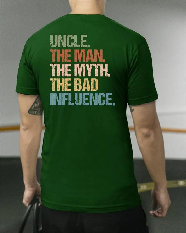 Cool Uncles Club The Man Myth Bad Influence Double Sides Shirt, Funny Uncle Gifts, Best Uncle Ever Shirt, Cool Uncle T-shirt,Gift for Uncle Cotton Tee