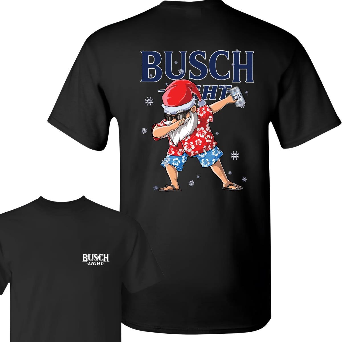 Busch Light Dabbing Santa Claus Christmas 2 Sided T-shirt, Busch Light Christmas Gifts Funny Trendy T-Shirt - Hiyatee