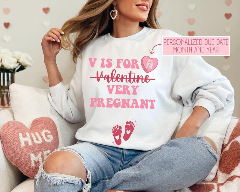 Valentine's Day Pregnancy Announcement Sweatshirt, Valentine Pregnancy Shirt, Gift for Expecting Mom, Valentine Baby Annnouncement Shirt