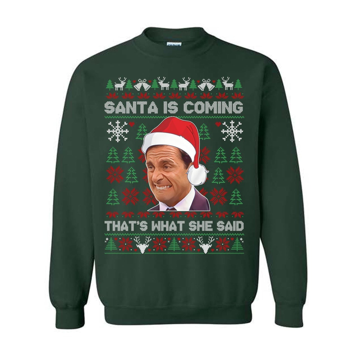 Michael Scott That's What She Said Ugly Christmas Sweatshirt, The Office Movie Shirt, Funny Sweater, Gift For Men And Women, Full Sizes, Crewneck Fit - Hiyatee