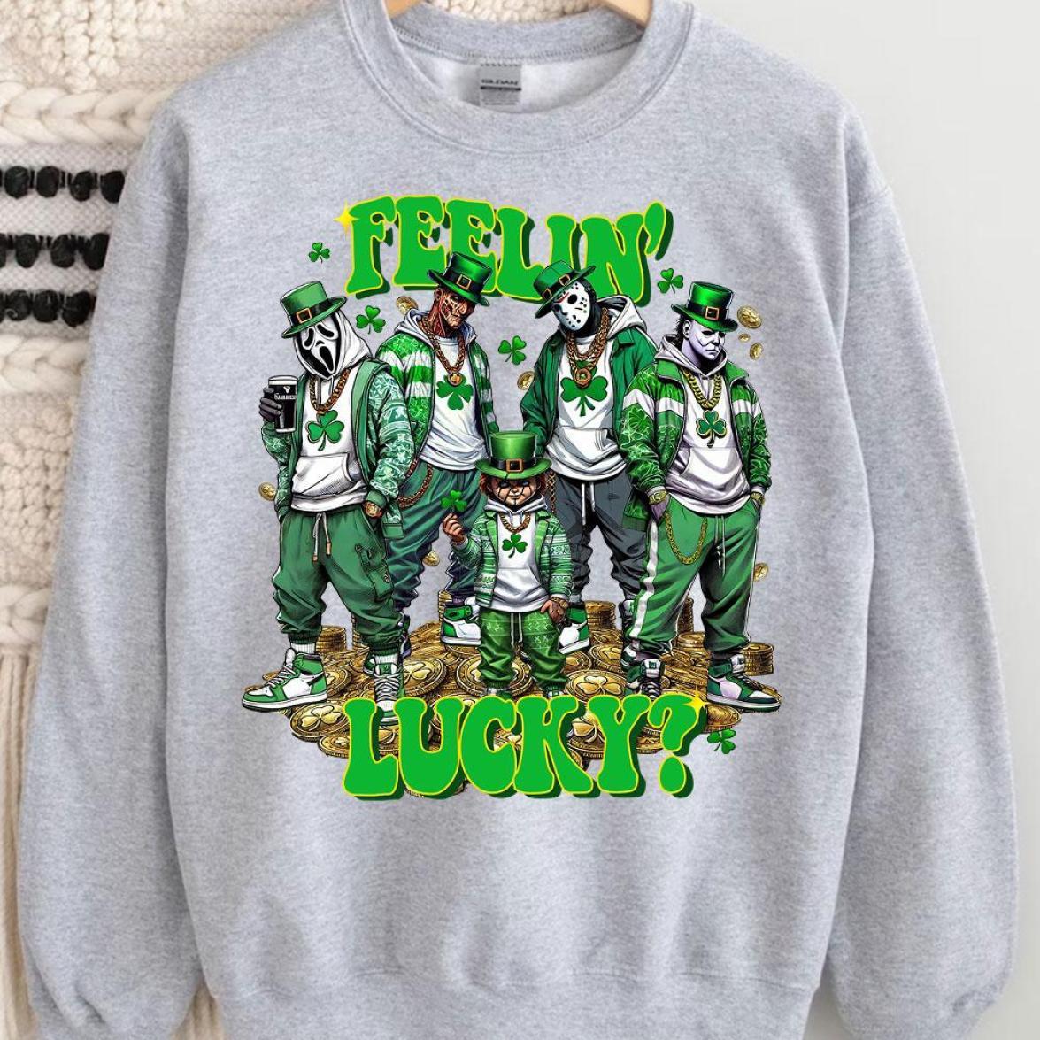 St. Patrick’s Day Horror Crew Sweatshirt – Feelin' Lucky in Spooky Style