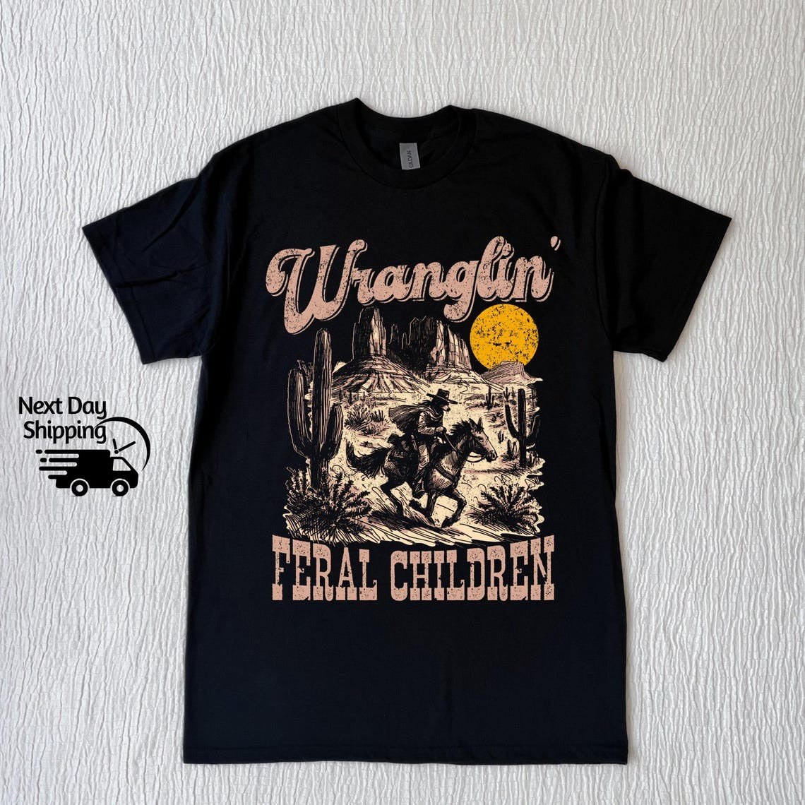 Retro Wranglin' Feral Children Raccoon 90s Western Graphic TShirt, Vintage Western Raccoon Dessert Tee, Cool Teenager Gift, Women Gift Tee