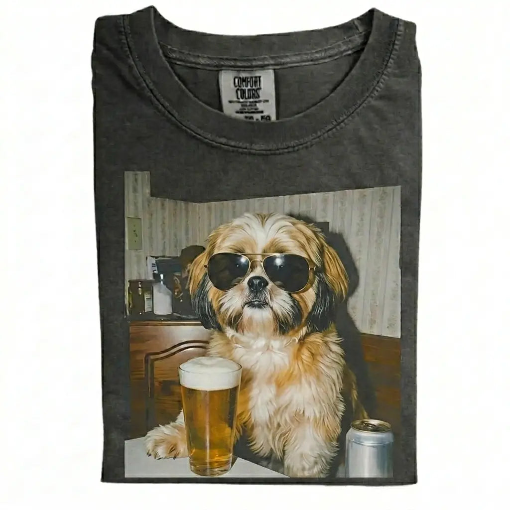 Comfort Colors 50+ Dog Breeds Available Drinking Beer Shirt – Vintage 90s Funny Edgy Dog Meme Tee, Unisex Casual Streetwear Gift