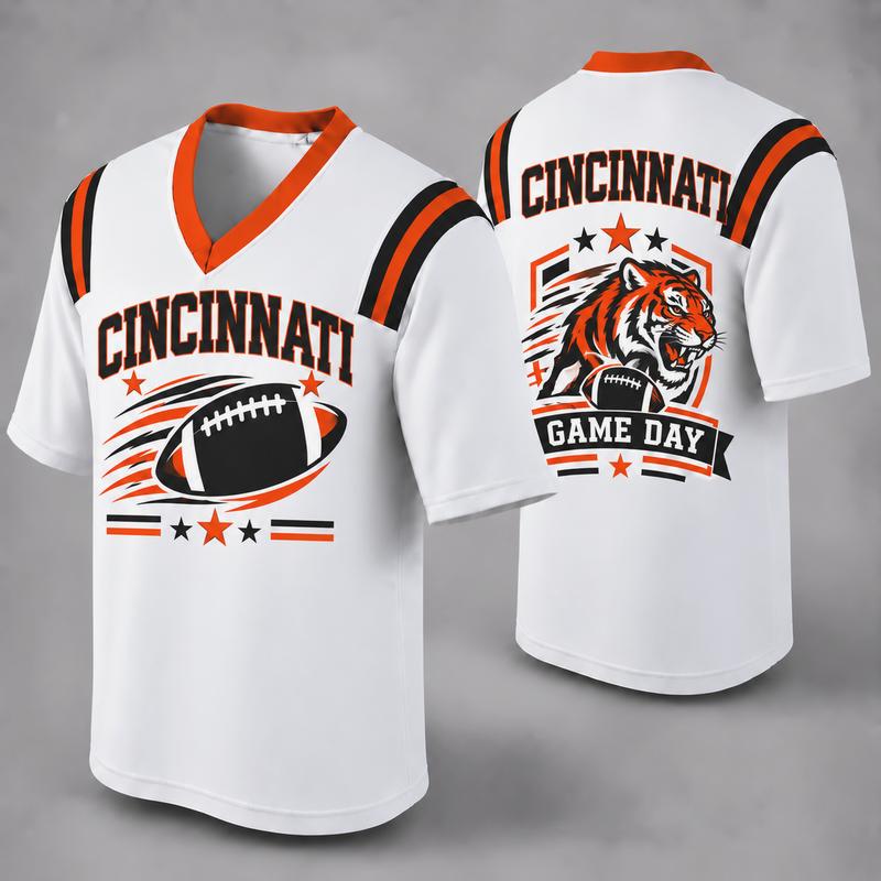 Custom Football Fan Jersey, White Mesh V-Neck Game Day Top, Unisex American Football Apparel for All 32 Teams