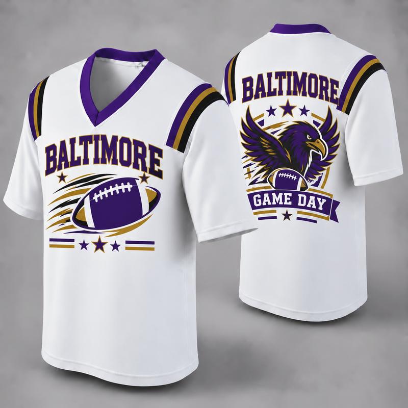 Custom Football Fan Jersey, White Mesh V-Neck Game Day Top, Unisex American Football Apparel for All 32 Teams