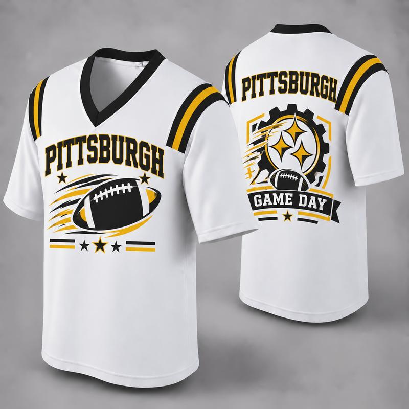 Custom Football Fan Jersey, White Mesh V-Neck Game Day Top, Unisex American Football Apparel for All 32 Teams