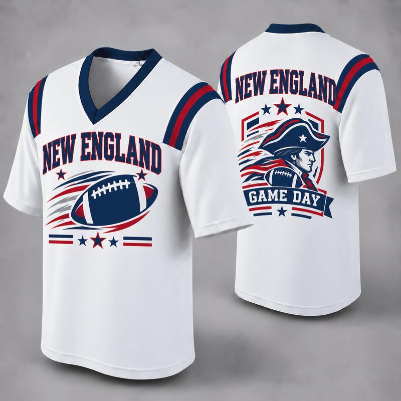 Custom Football Fan Jersey, White Mesh V-Neck Game Day Top, Unisex American Football Apparel for All 32 Teams